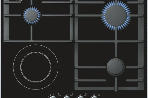 PRY626B70E Built-in Gas Cooker Hob 3 Gas  +1 Electric Black Glass