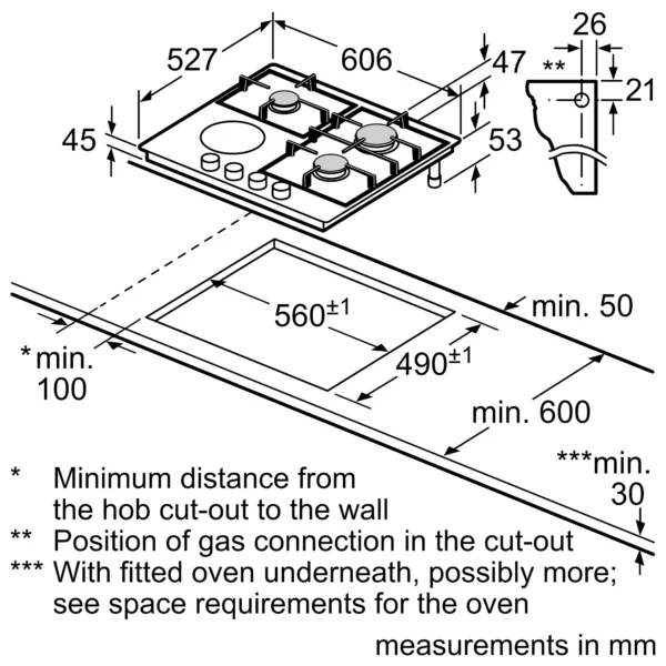 Bosch PCP6A5190 Series 6 Built-in Gas Hob